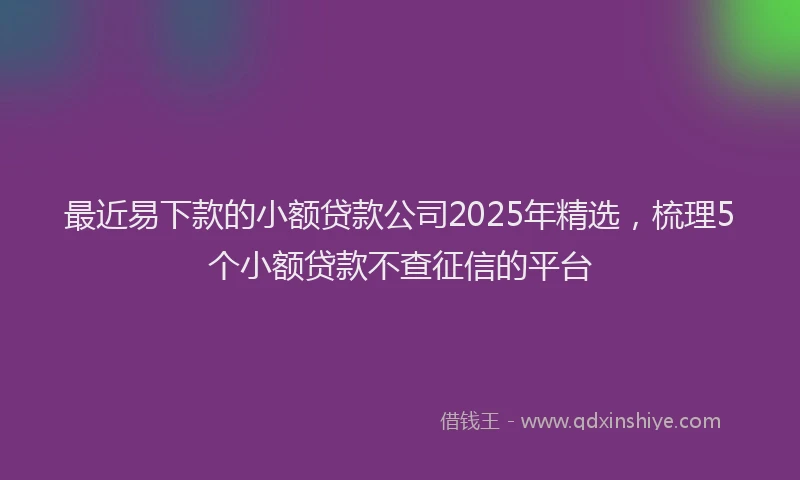 最近易下款的小额贷款公司2025年精选，梳理5个小额贷款不查征信的平台
