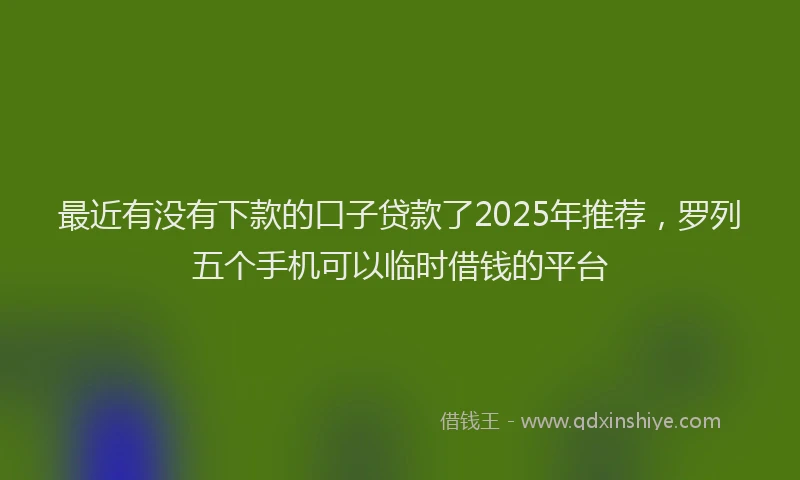 最近有没有下款的口子贷款了2025年推荐，罗列五个手机可以临时借钱的平台