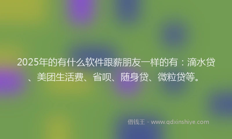 2025年的有什么软件跟薪朋友一样的有：滴水贷、美团生活费、省呗、随身贷、微粒贷等。