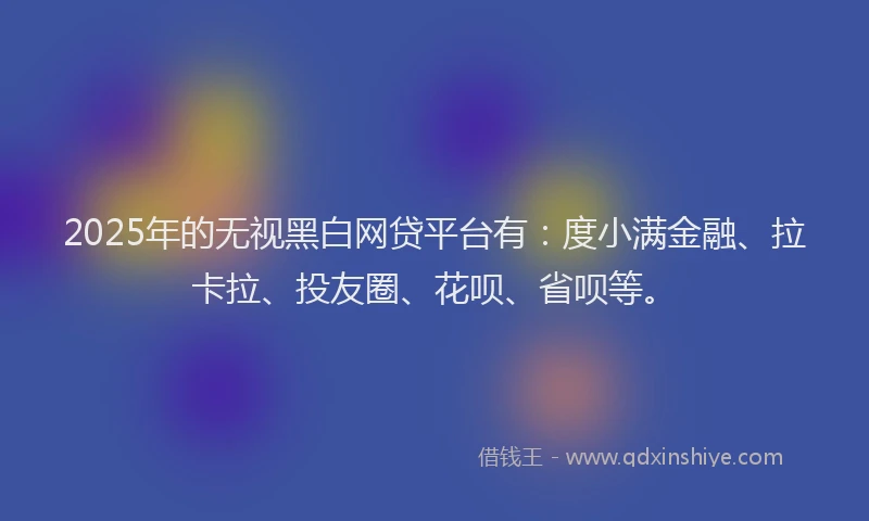 2025年的无视黑白网贷平台有：度小满金融、拉卡拉、投友圈、花呗、省呗等。