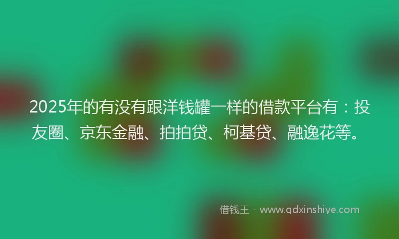 2025年的有没有跟洋钱罐一样的借款平台有：投友圈、京东金融、拍拍贷、柯基贷、融逸花等。