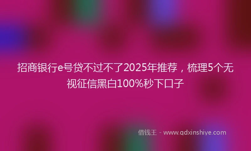 招商银行e号贷不过不了2025年推荐，梳理5个无视征信黑白100%秒下口子