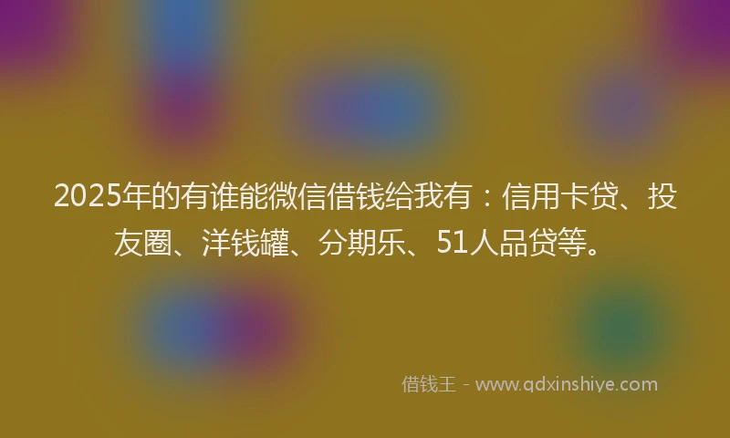 2025年的有谁能微信借钱给我有：信用卡贷、投友圈、洋钱罐、分期乐、51人品贷等。
