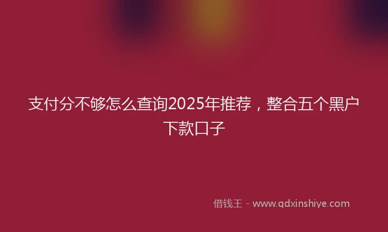 支付分不够怎么查询2025年推荐，整合五个黑户下款口子