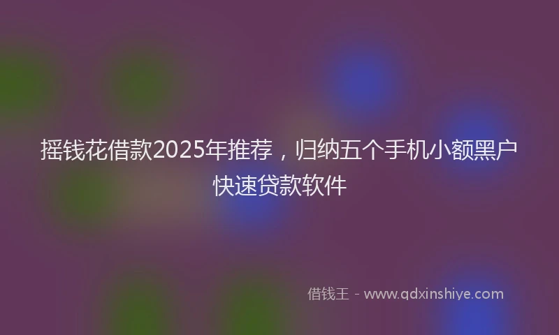 摇钱花借款2025年推荐，归纳五个手机小额黑户快速贷款软件