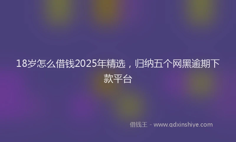 18岁怎么借钱2025年精选，归纳五个网黑逾期下款平台