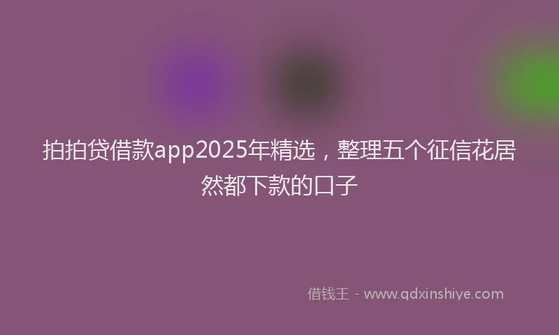拍拍贷借款app2025年精选，整理五个征信花居然都下款的口子
