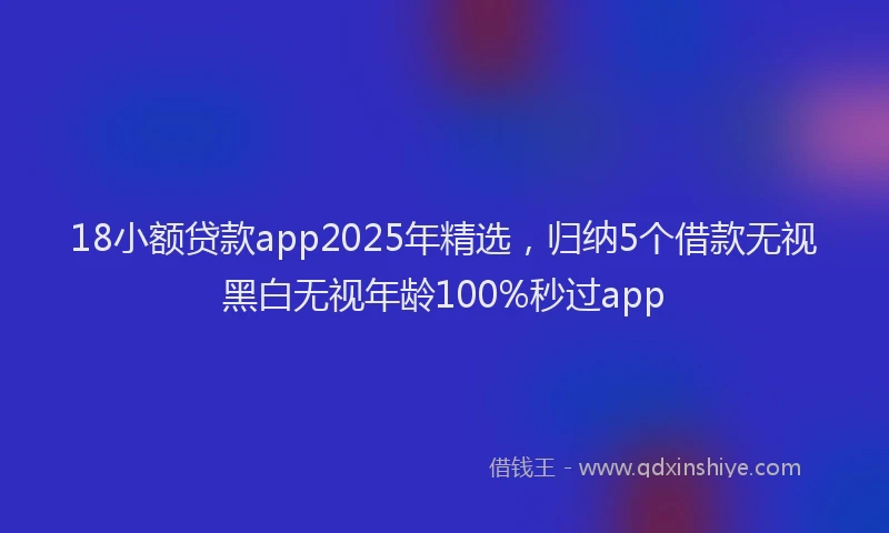 18小额贷款app2025年精选，归纳5个借款无视黑白无视年龄100%秒过app