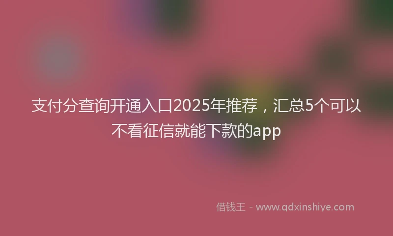 支付分查询开通入口2025年推荐，汇总5个可以不看征信就能下款的app