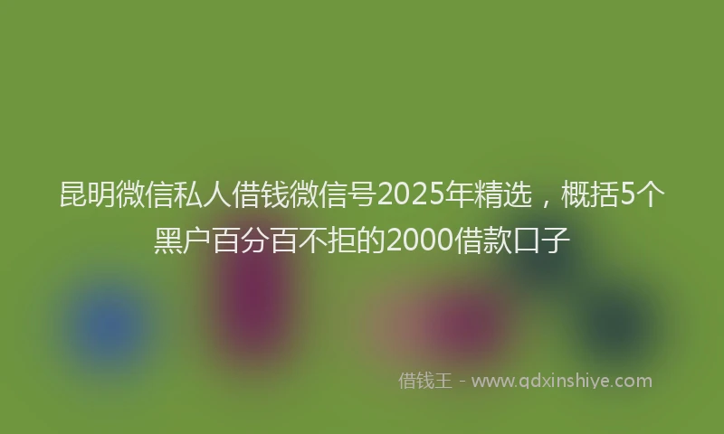 昆明微信私人借钱微信号2025年精选，概括5个黑户百分百不拒的2000借款口子