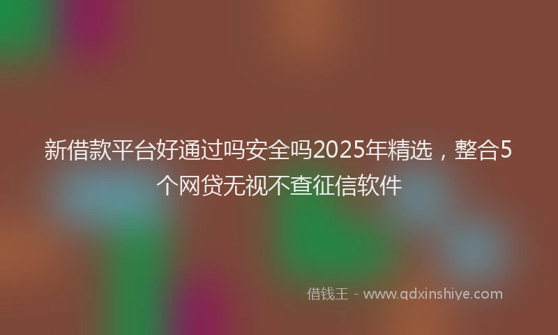新借款平台好通过吗安全吗2025年精选，整合5个网贷无视不查征信软件