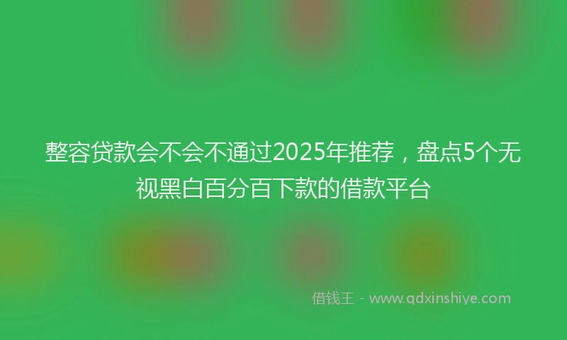 整容贷款会不会不通过2025年推荐，盘点5个无视黑白百分百下款的借款平台