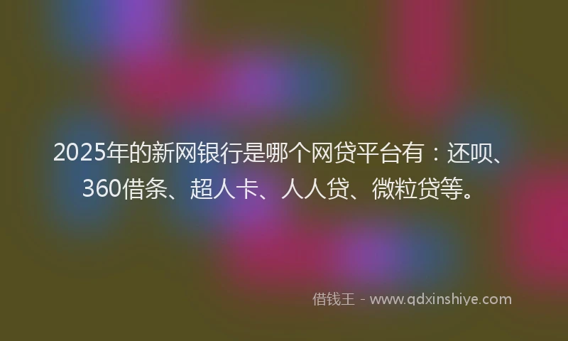 2025年的新网银行是哪个网贷平台有：还呗、360借条、超人卡、人人贷、微粒贷等。