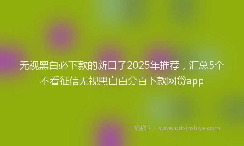 无视黑白必下款的新口子2025年推荐，汇总5个不看征信无视黑白百分百下款网贷app