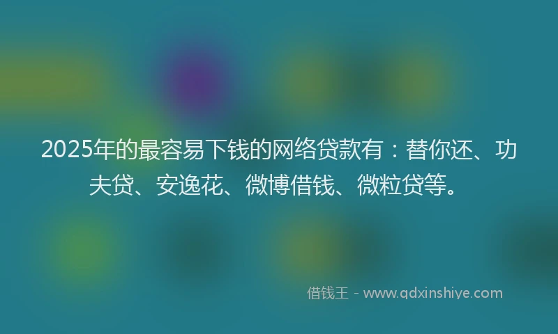 2025年的最容易下钱的网络贷款有：替你还、功夫贷、安逸花、微博借钱、微粒贷等。