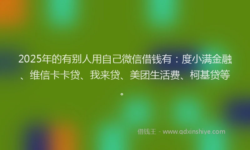 2025年的有别人用自己微信借钱有：度小满金融、维信卡卡贷、我来贷、美团生活费、柯基贷等。