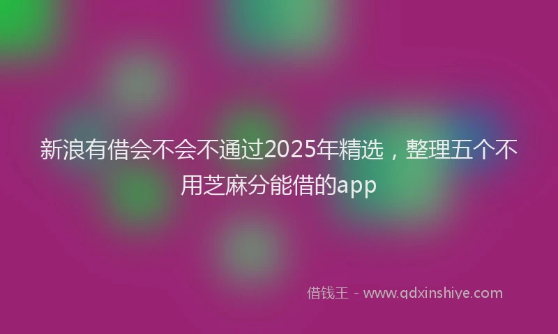 新浪有借会不会不通过2025年精选，整理五个不用芝麻分能借的app