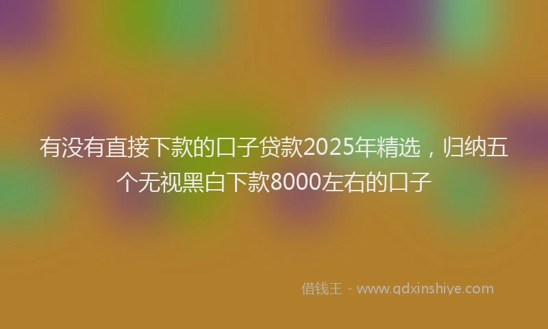 有没有直接下款的口子贷款2025年精选，归纳五个无视黑白下款8000左右的口子