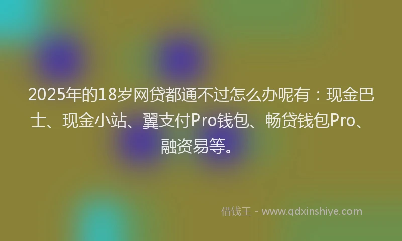 2025年的18岁网贷都通不过怎么办呢有：现金巴士、现金小站、翼支付Pro钱包、畅贷钱包Pro、融资易等。