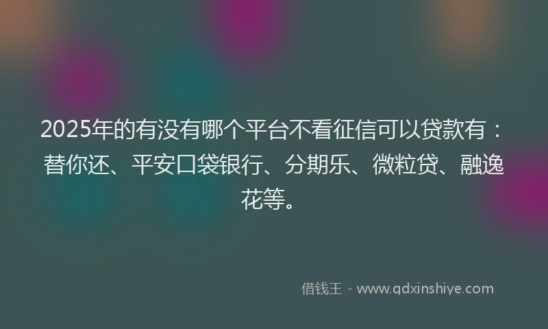 2025年的有没有哪个平台不看征信可以贷款有：替你还、平安口袋银行、分期乐、微粒贷、融逸花等。