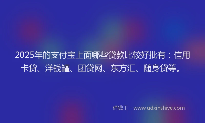 2025年的支付宝上面哪些贷款比较好批有：信用卡贷、洋钱罐、团贷网、东方汇、随身贷等。