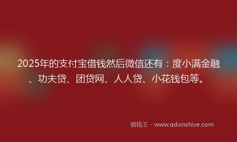2025年的支付宝借钱然后微信还有：度小满金融、功夫贷、团贷网、人人贷、小花钱包等。