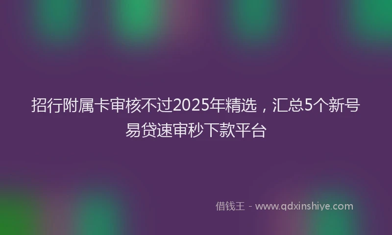 招行附属卡审核不过2025年精选，汇总5个新号易贷速审秒下款平台
