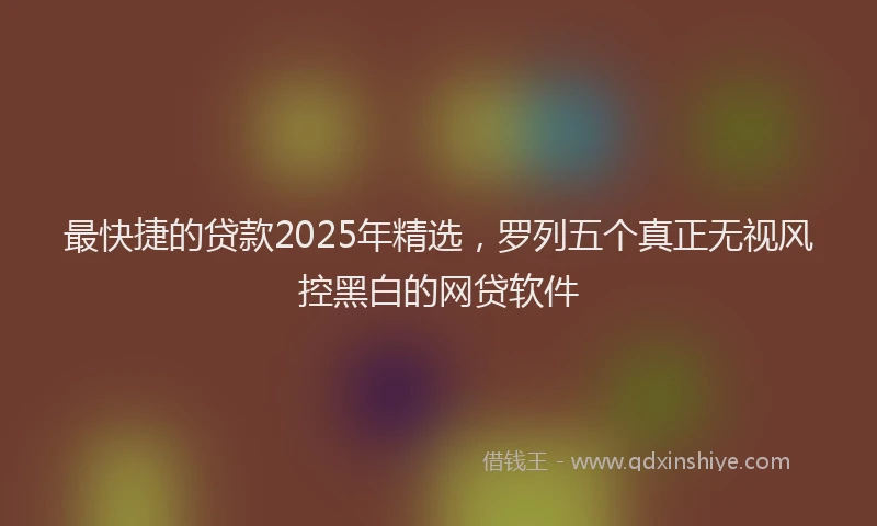 最快捷的贷款2025年精选，罗列五个真正无视风控黑白的网贷软件