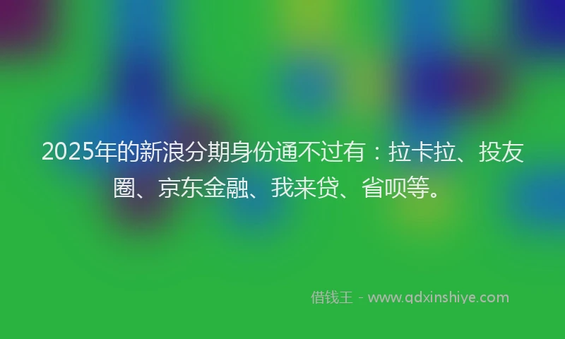 2025年的新浪分期身份通不过有：拉卡拉、投友圈、京东金融、我来贷、省呗等。