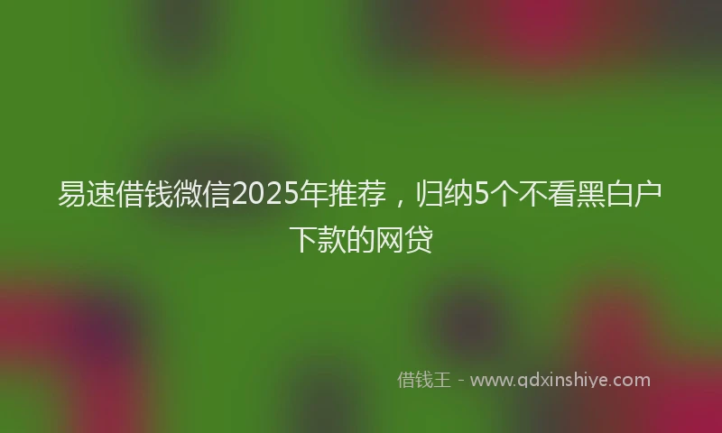 易速借钱微信2025年推荐，归纳5个不看黑白户下款的网贷