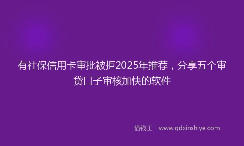 有社保信用卡审批被拒2025年推荐，分享五个审贷口子审核加快的软件