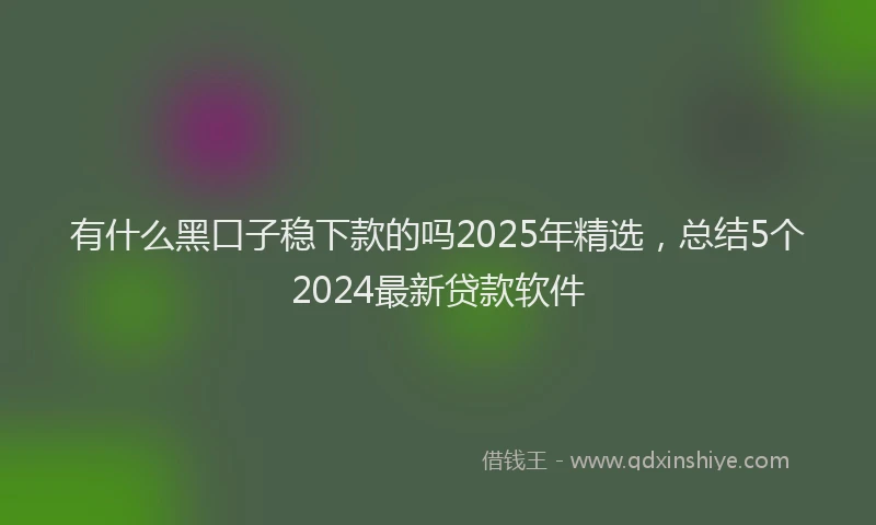 有什么黑口子稳下款的吗2025年精选，总结5个2024最新贷款软件