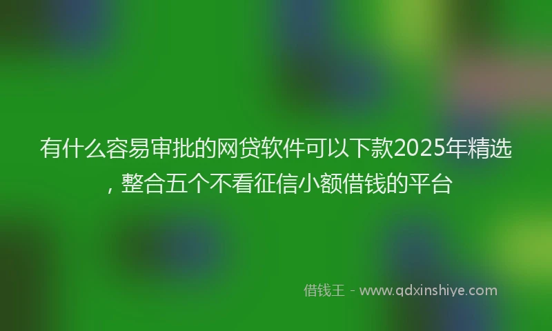 有什么容易审批的网贷软件可以下款2025年精选，整合五个不看征信小额借钱的平台