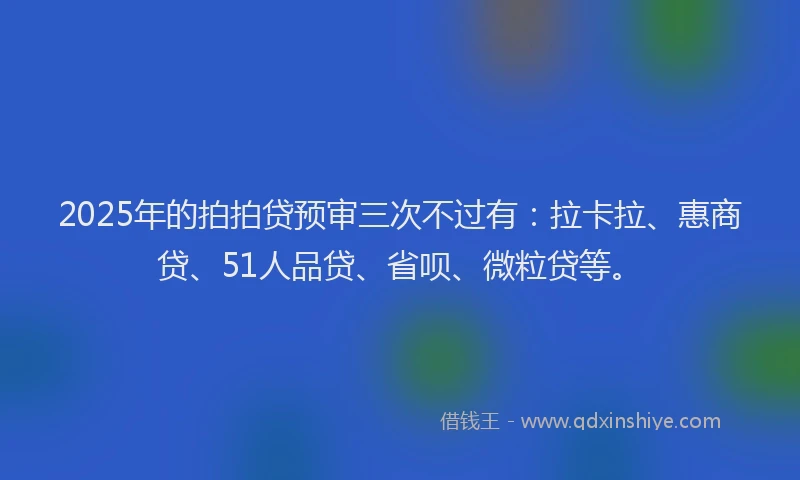2025年的拍拍贷预审三次不过有：拉卡拉、惠商贷、51人品贷、省呗、微粒贷等。