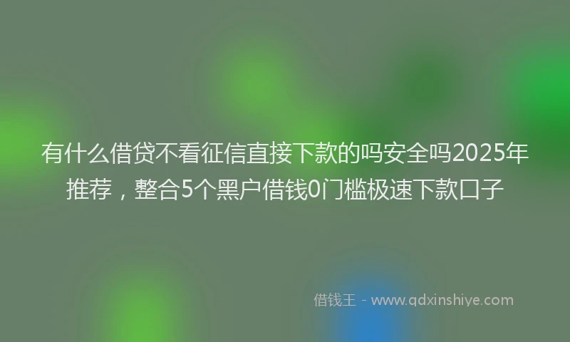有什么借贷不看征信直接下款的吗安全吗2025年推荐，整合5个黑户借钱0门槛极速下款口子
