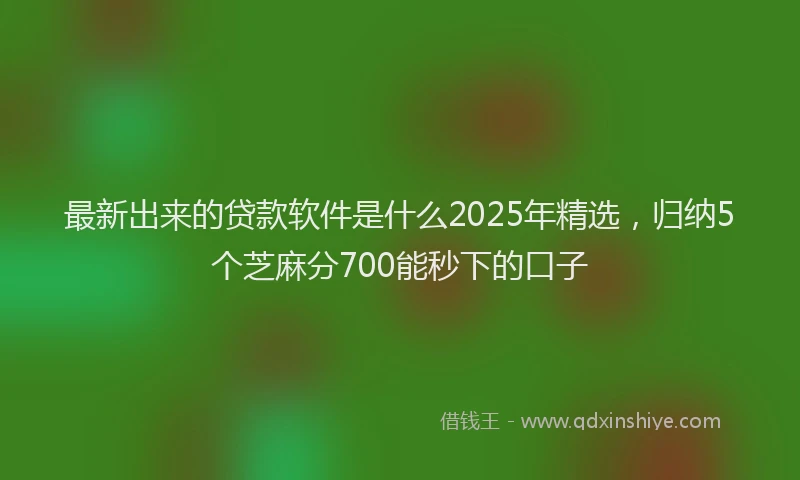 最新出来的贷款软件是什么2025年精选，归纳5个芝麻分700能秒下的口子