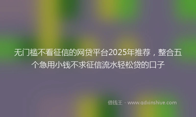 无门槛不看征信的网贷平台2025年推荐，整合五个急用小钱不求征信流水轻松贷的口子