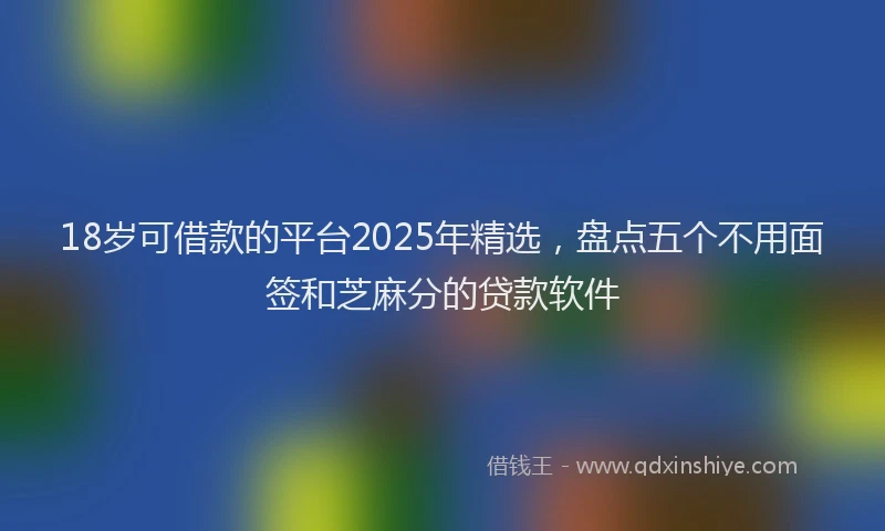 18岁可借款的平台2025年精选，盘点五个不用面签和芝麻分的贷款软件