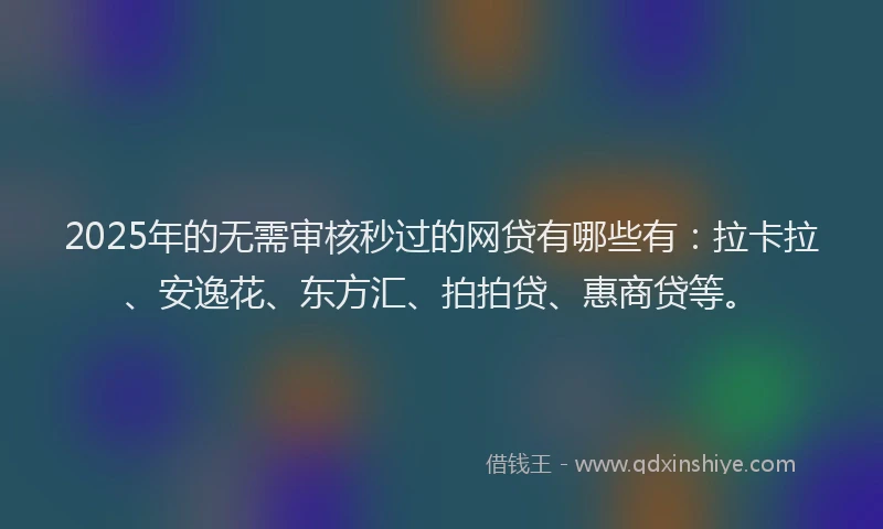 2025年的无需审核秒过的网贷有哪些有：拉卡拉、安逸花、东方汇、拍拍贷、惠商贷等。