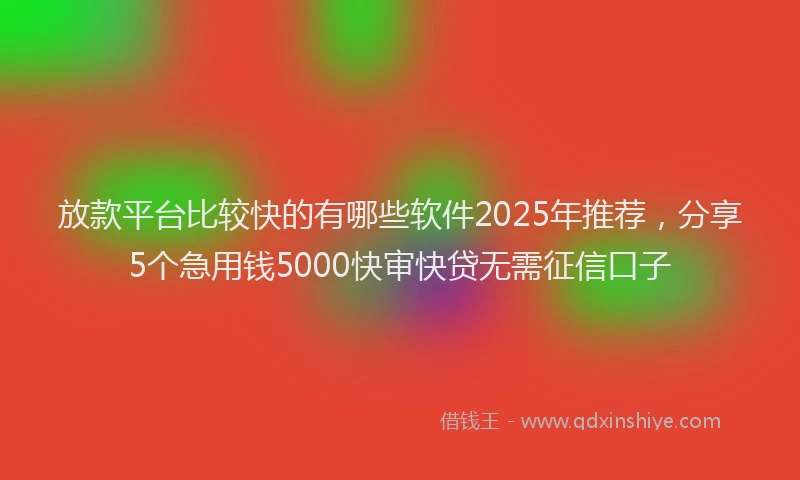 放款平台比较快的有哪些软件2025年推荐，分享5个急用钱5000快审快贷无需征信口子