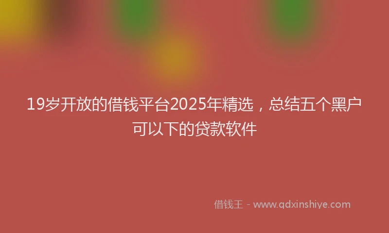 19岁开放的借钱平台2025年精选，总结五个黑户可以下的贷款软件