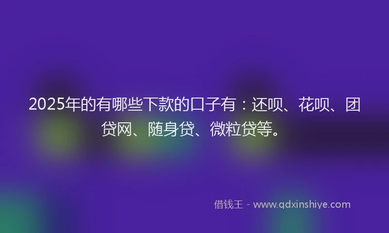 2025年的有哪些下款的口子有：还呗、花呗、团贷网、随身贷、微粒贷等。