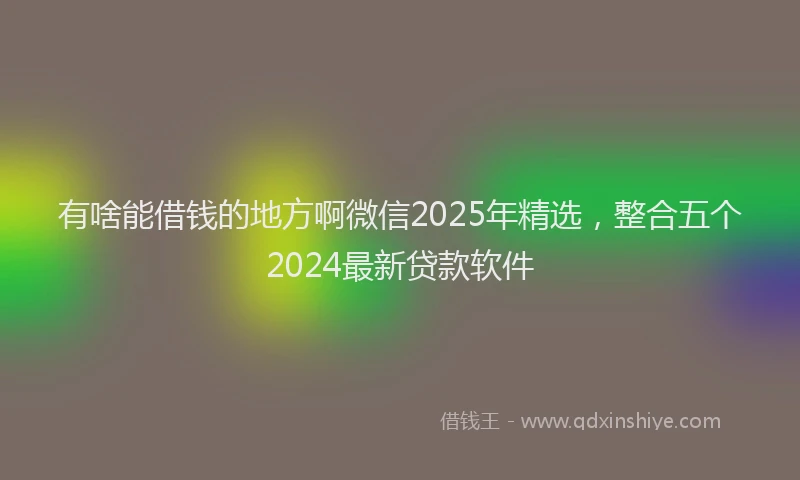有啥能借钱的地方啊微信2025年精选，整合五个2024最新贷款软件