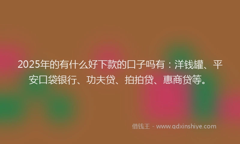 2025年的有什么好下款的口子吗有：洋钱罐、平安口袋银行、功夫贷、拍拍贷、惠商贷等。