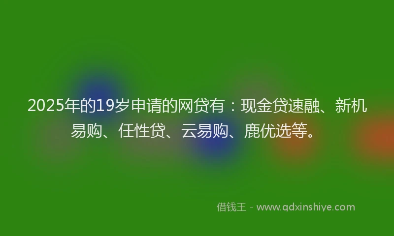 2025年的19岁申请的网贷有：现金贷速融、新机易购、任性贷、云易购、鹿优选等。