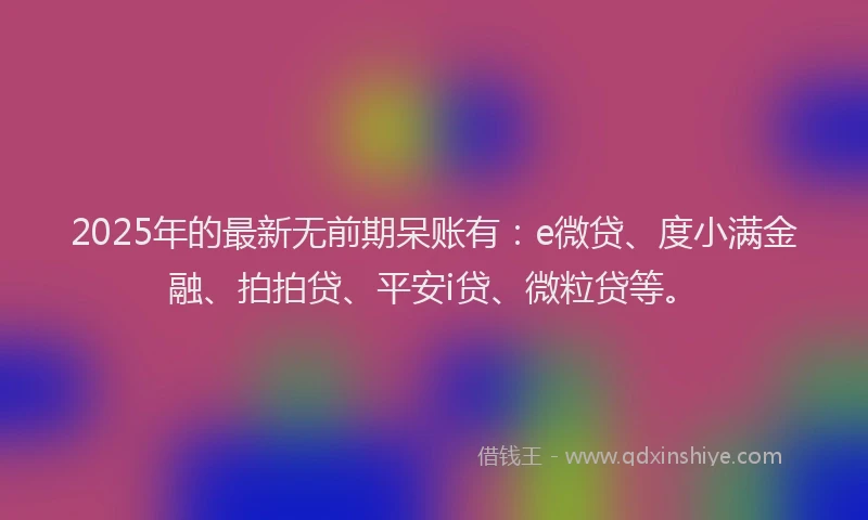 2025年的最新无前期呆账有：e微贷、度小满金融、拍拍贷、平安i贷、微粒贷等。