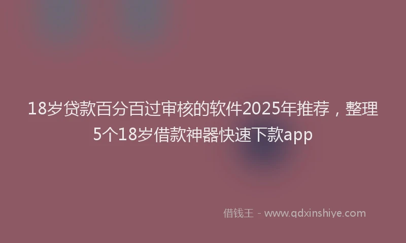 18岁贷款百分百过审核的软件2025年推荐，整理5个18岁借款神器快速下款app