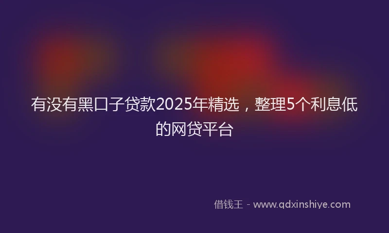 有没有黑口子贷款2025年精选，整理5个利息低的网贷平台