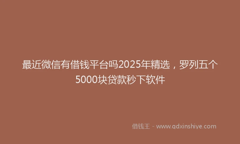 最近微信有借钱平台吗2025年精选，罗列五个5000块贷款秒下软件