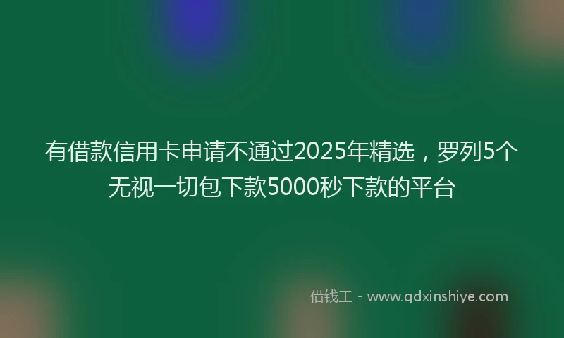 有借款信用卡申请不通过2025年精选，罗列5个无视一切包下款5000秒下款的平台